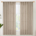 YoungsTex Dark Oatmeal Linen Curtains 63 Inch Length for Living Room, Semi Sheer Light Filtering