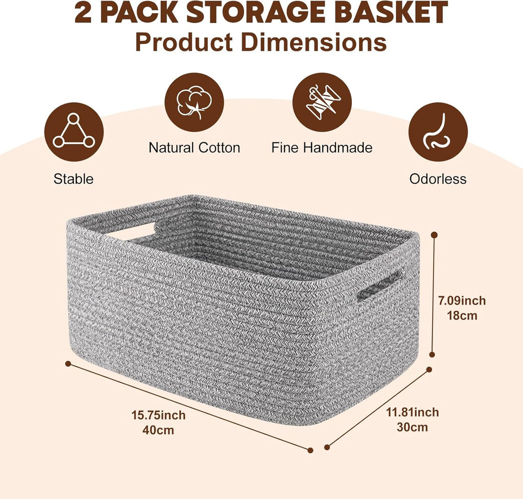 OIAHOMY Storage Basket for Shelves, Closet Cube Storage Bins Baskets for Clothes Blanket Towels