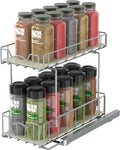 Simple Houseware 2-Tier Spice Rack Slide Out Wire Basket Drawer Organizer, Silver