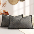 ZWJD 12x20 Pillow Covers Set of 2 Soft Polyester Textured Pillow Covers with Stylish Flange Edge