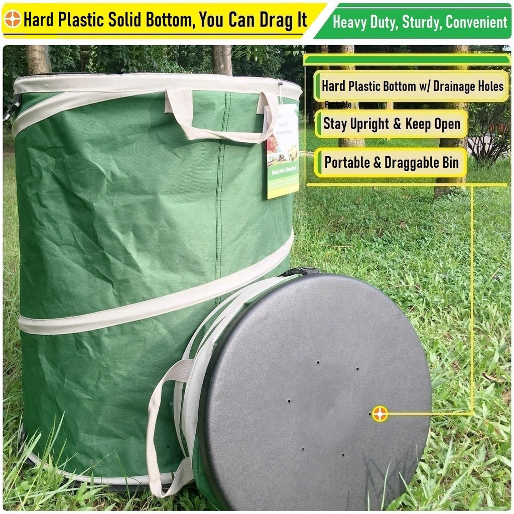 24-Gallon Collapsible Trash Can (19x21 in) Hard-Shell Bottom Yard Garden Bag for Yard Waste,Debris