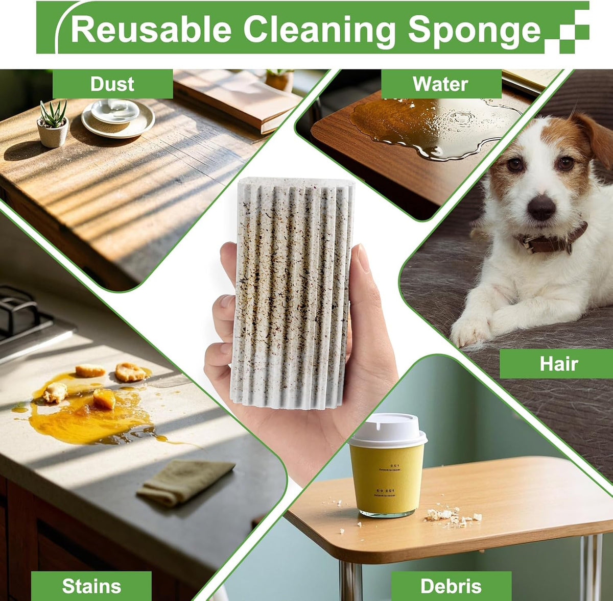 8-Pack Damp Clean Duster Sponge, Sponge Cleaning Brush, Duster for Cleaning Blinds, Glass