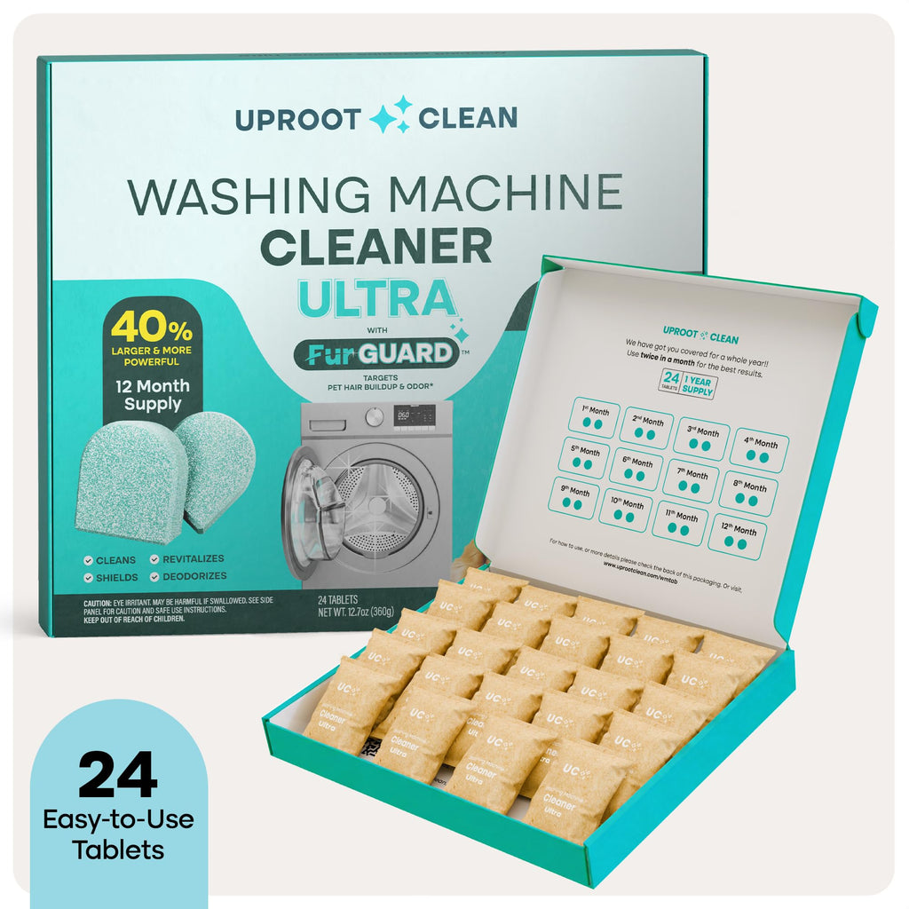 Uproot Clean Washing Machine Cleaning Tablets Ultra 40% Stronger, 24 Pack