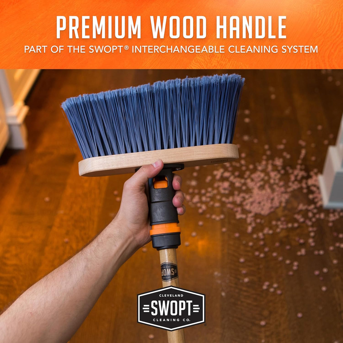 SWOPT Premium 48” EVA Foam Comfort Grip Wooden Handle – Ergonomic Design Eliminates Loose Handles