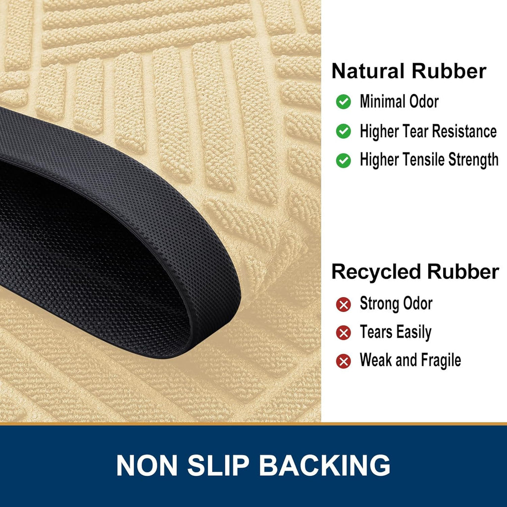Smiry Half Circle Front Door Mat Outside Entrance, Heavy Duty Outdoor Indoor Natural Rubber