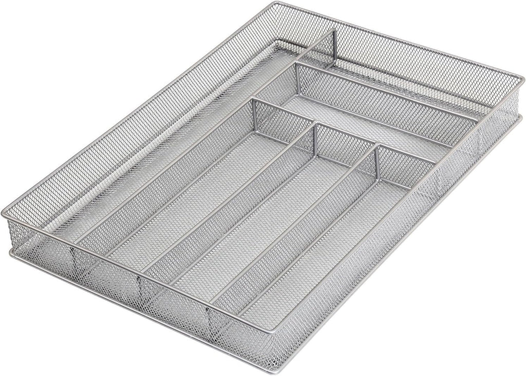 YBM Home Metal Silverware Organizer for In-Drawer Cutlery Storage, 6 Compartment Mesh Cutlery