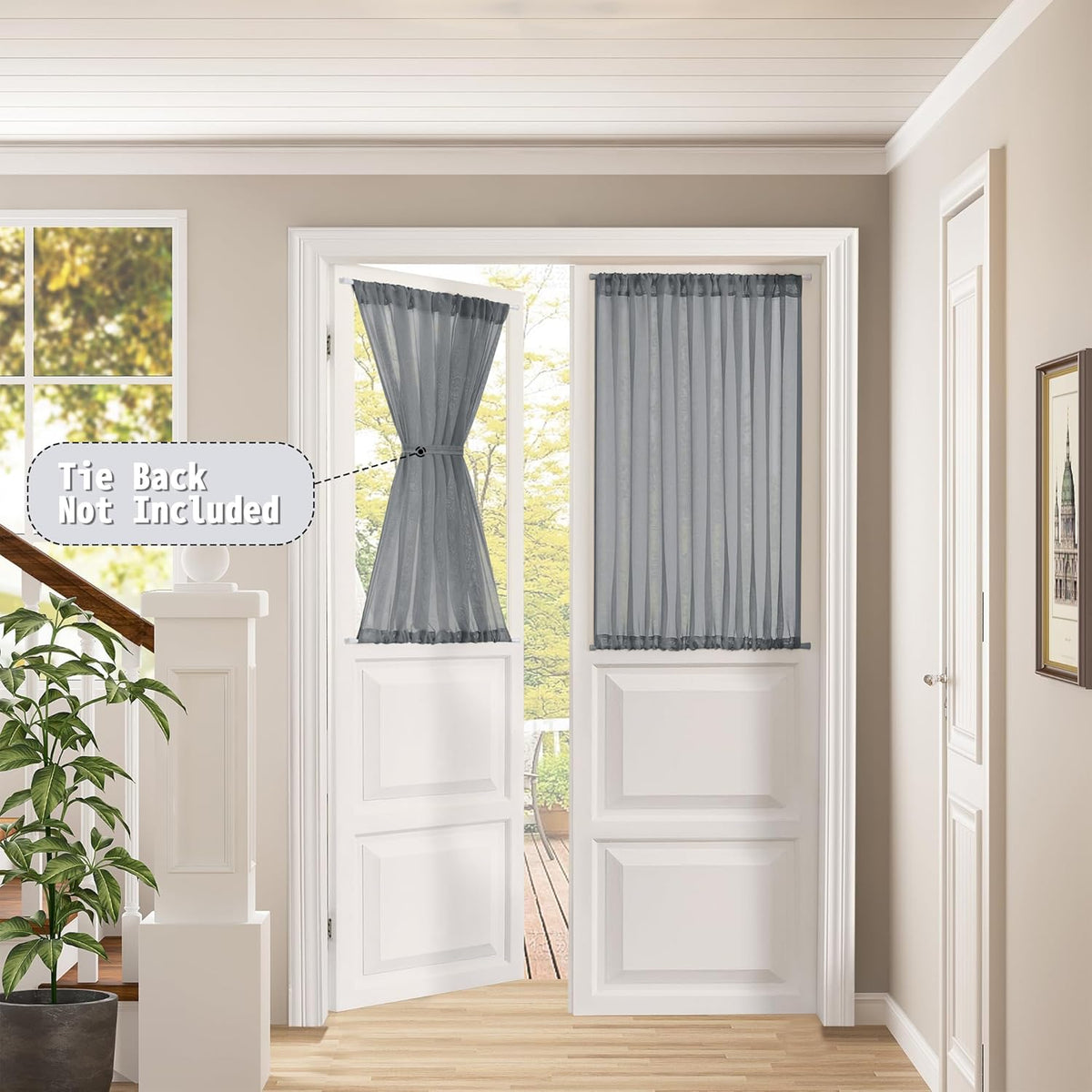 Tollpiz Short Sheer Door Curtains Closet Linen Textured Curtains Sheer Doorway Light Filtering
