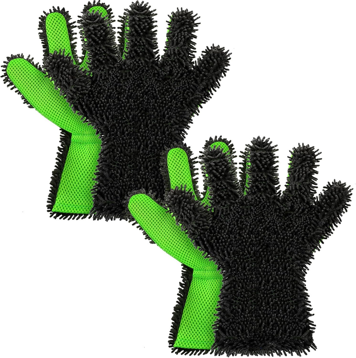2 Packs Car Wash Mitt 5 Finger Microfiber Wash Mitts Car Dusting Gloves Double Sided Microfiber