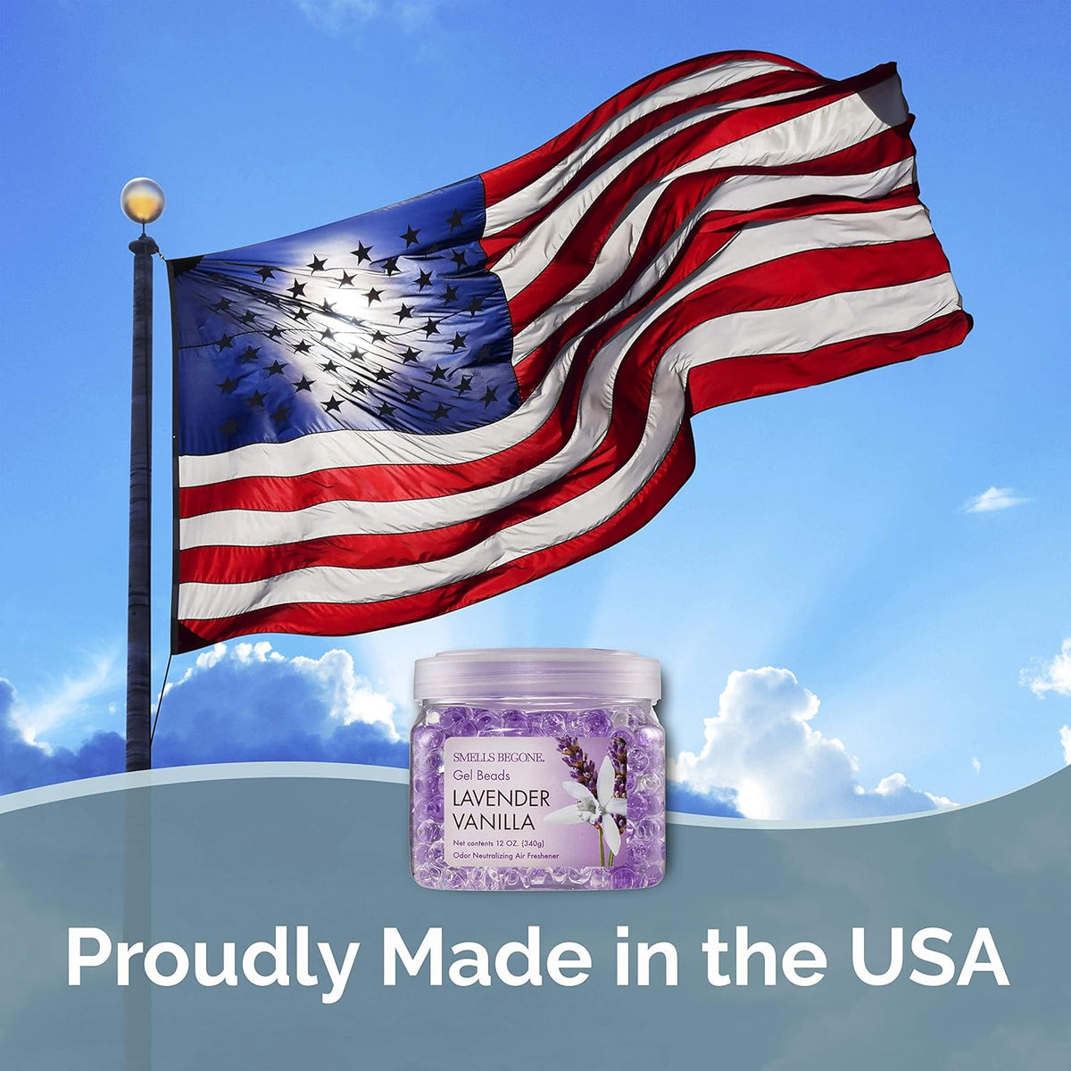 SMELLS BEGONE Odor Eliminator Gel Beads - 12 oz, Pack of 2 - Eliminates Odor in Bathrooms, Cars