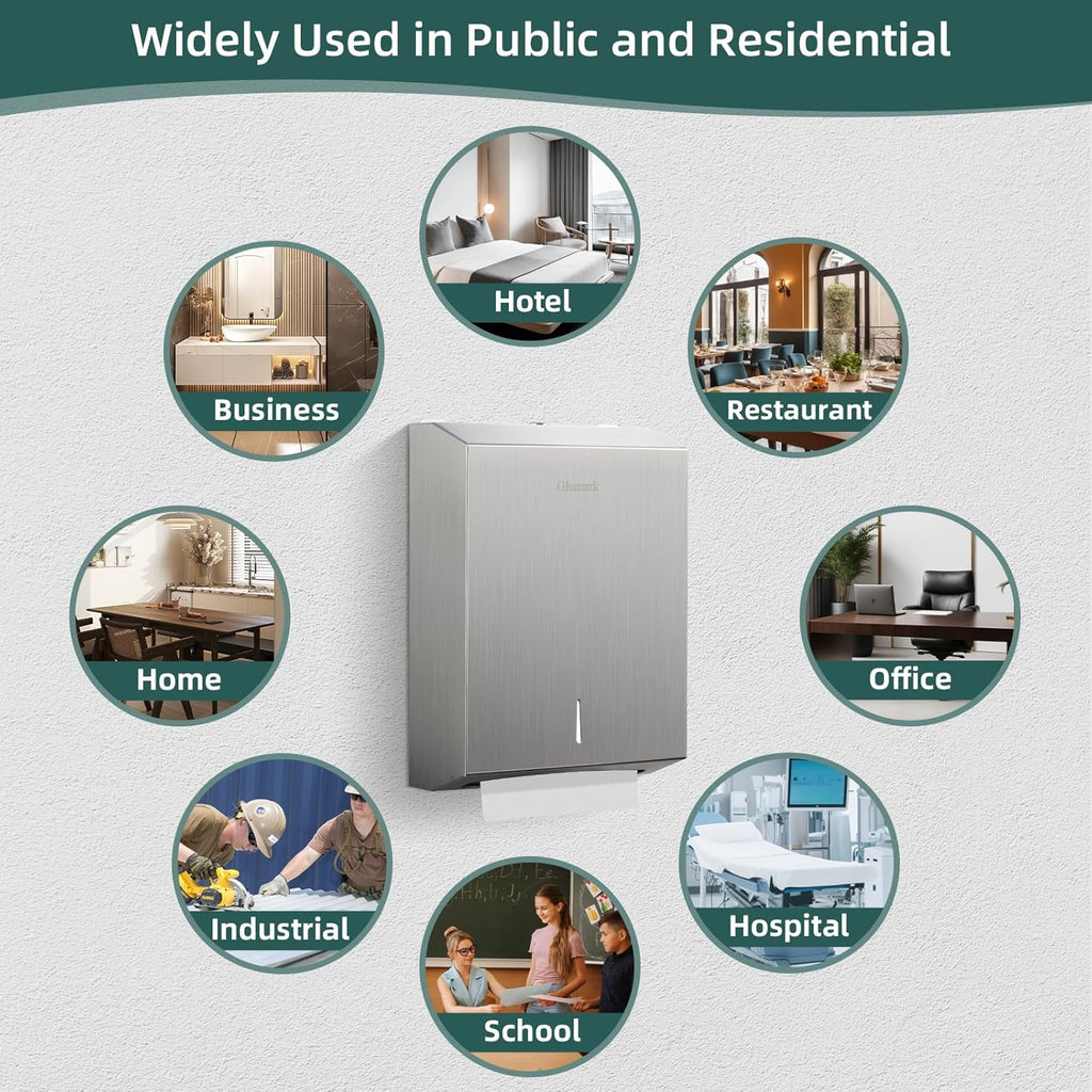 Paper Towel Dispenser Wall Mount, Large Commercial C/Z Tri Fold Multifold Hand Towels Dispenser
