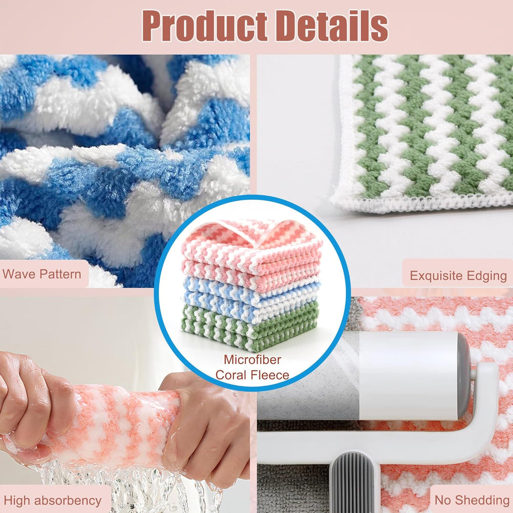 Microfiber Cleaning Cloth,12 Pack 12"x12" Dish Towels for Kitchen,Fast Drying Dish Rags for Washing