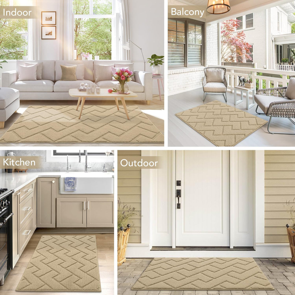 hicorfe Front Door Mat Outside Entrance,24"x35" Absorbent Muddy Dirt Resist Welcome Door Mats