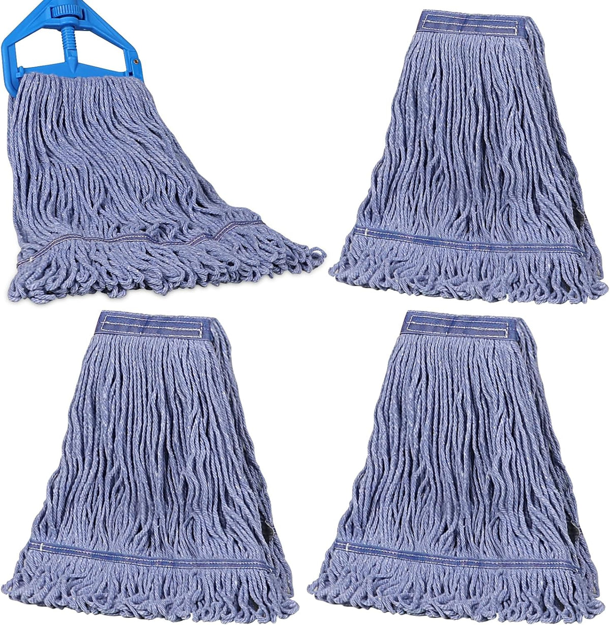 JERIA 4 Pack Heavy Duty Mop Head Replacements,String Mop Head for Commercial,Used for Home,Office
