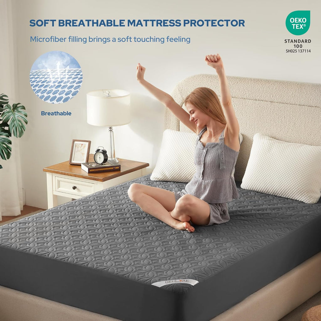 BEDLORE Waterproof Mattress Protector, King Size Mattress Pad with Deep Pocket 6"-18" Depth, Soft