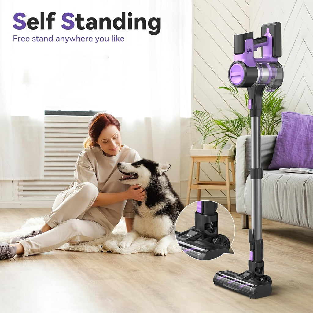 DEVOAC S10 Cordless Vacuum Cleaner, 45Kpa 50mins Lightweight Stick Vacuum with Powerful Suction for