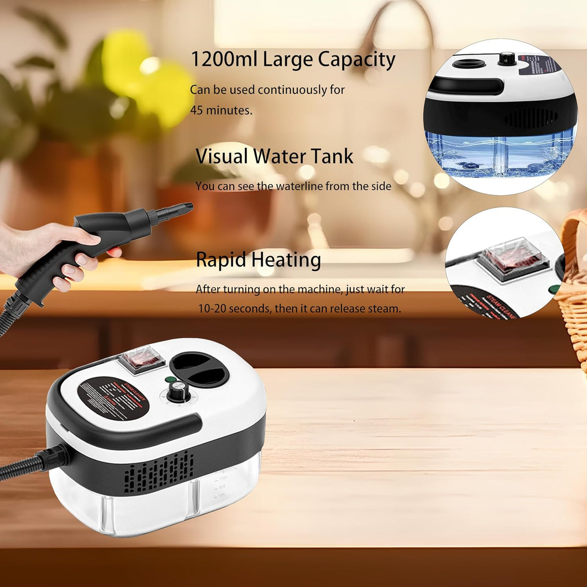 Steam Cleaner Handheld, Portable Steamer Cleaner, 9pcs Fast Heating, 2500W Steamer for Home