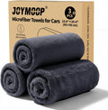 JOYMOOP Microfiber Towels for Cars, 3 Pack 35.4" x 23.6" Car Drying Towel, Dark Gray Reusable Car