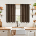 YoungsTex Brown Linen Kitchen Curtains 40 Inches Long for Windows Over Sink, Short Drapes with Back