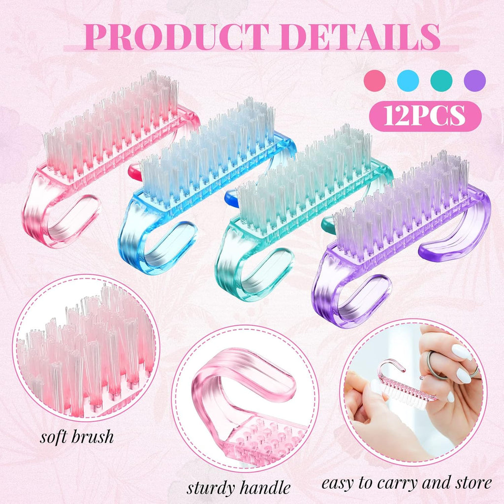 Patelai 24 Pcs Handle Grip Nail Brush Bulk Colorful Nail Scrubber Cleaner Fingernail Brushes Hand
