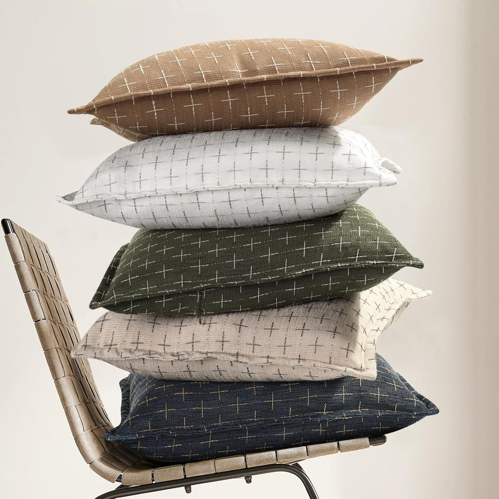 ZWJD Throw Pillow Pillow Covers 18x18 Set of 2 Soft Polyester Textured Pillow Covers with Stylish