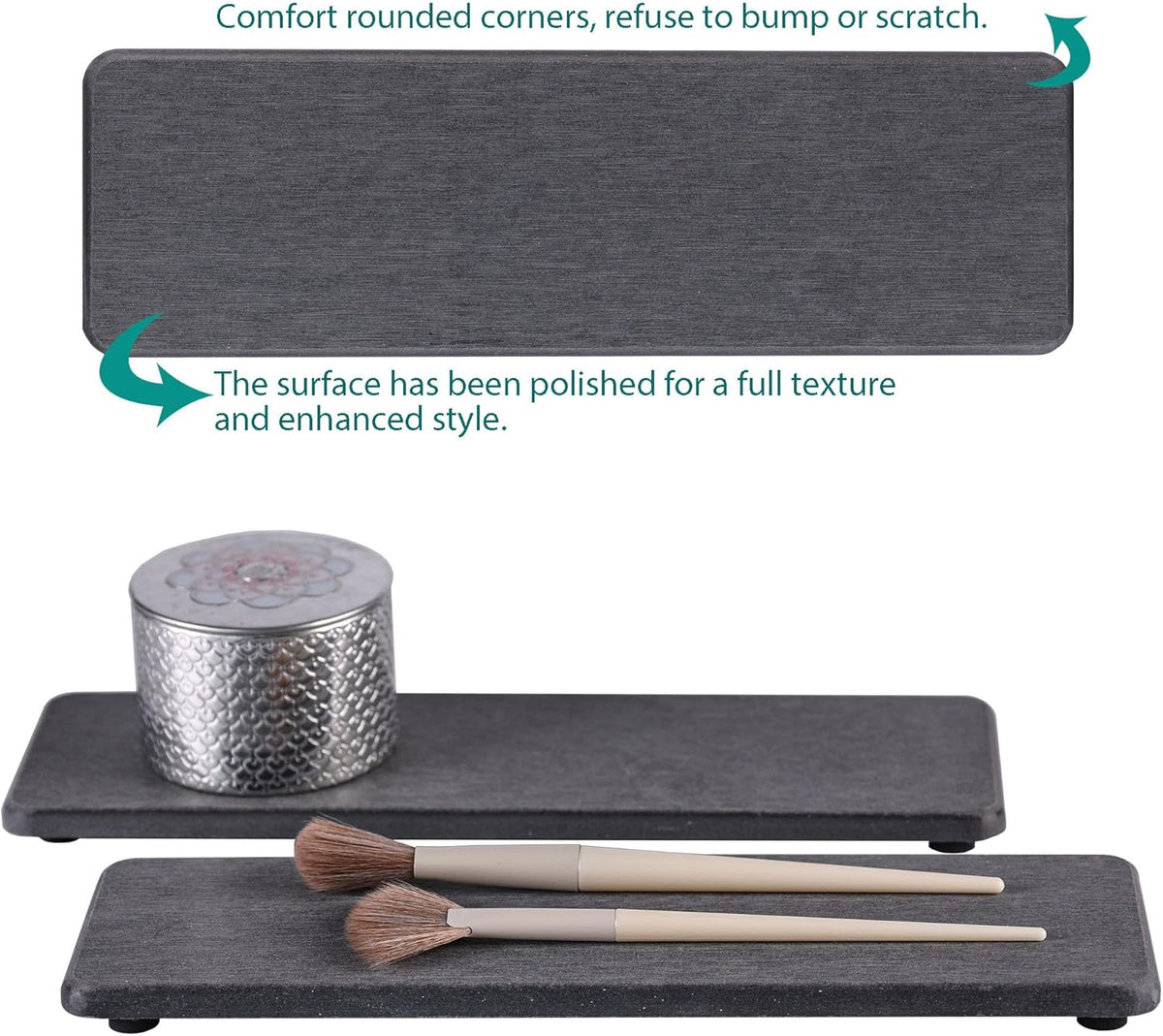 2 Pcs Water Absorbing Stone Trays, Kitchen/Bathroom Sink Soap Dish, Diatomite Tray Used for Hand