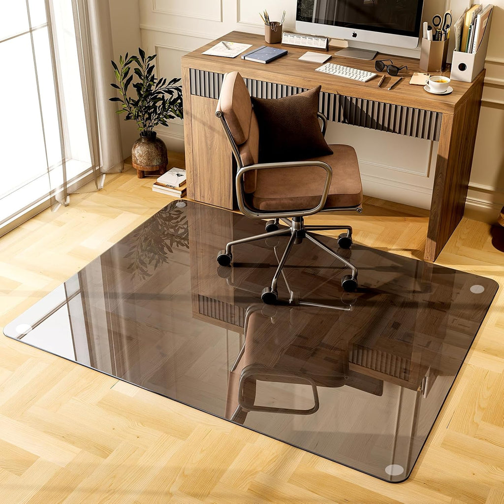 GLSLAND 46" × 55" [Tempered Glass] Chair Mat – Durable Office Chair Mat on Carpet with 0.2"