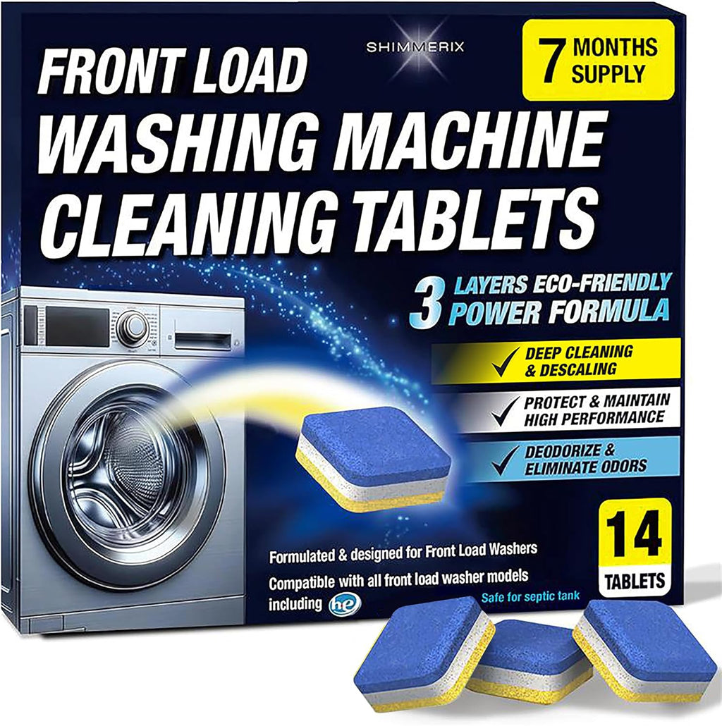 Washing Machine Cleaner Tablets 14 Pack for HE Front Load - Eco Friendly Washer Cleaning Tablets