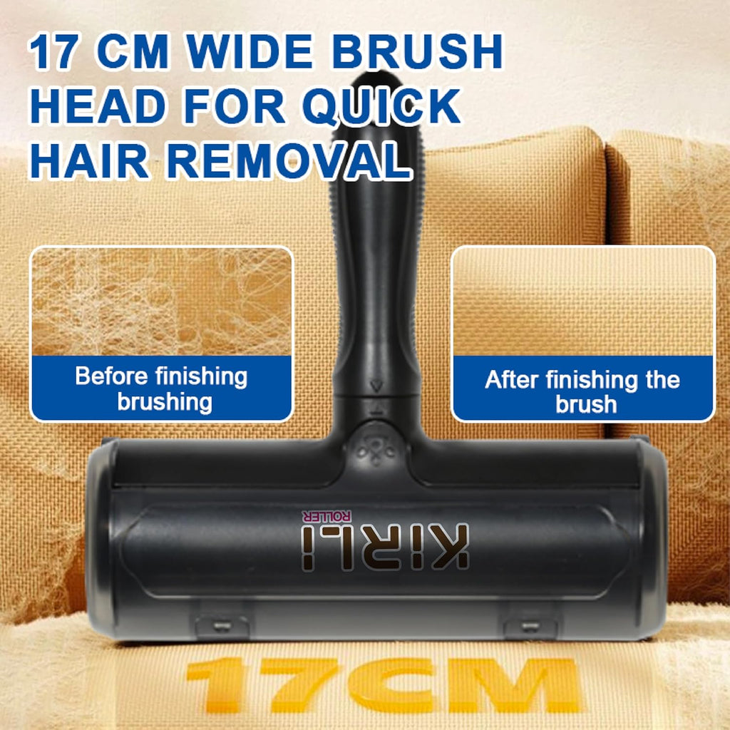 KIRLI Pet Hair Roller, Fur Remover Tool with Built-in Fur bin, Reusable Lint Roller for Pet Hair