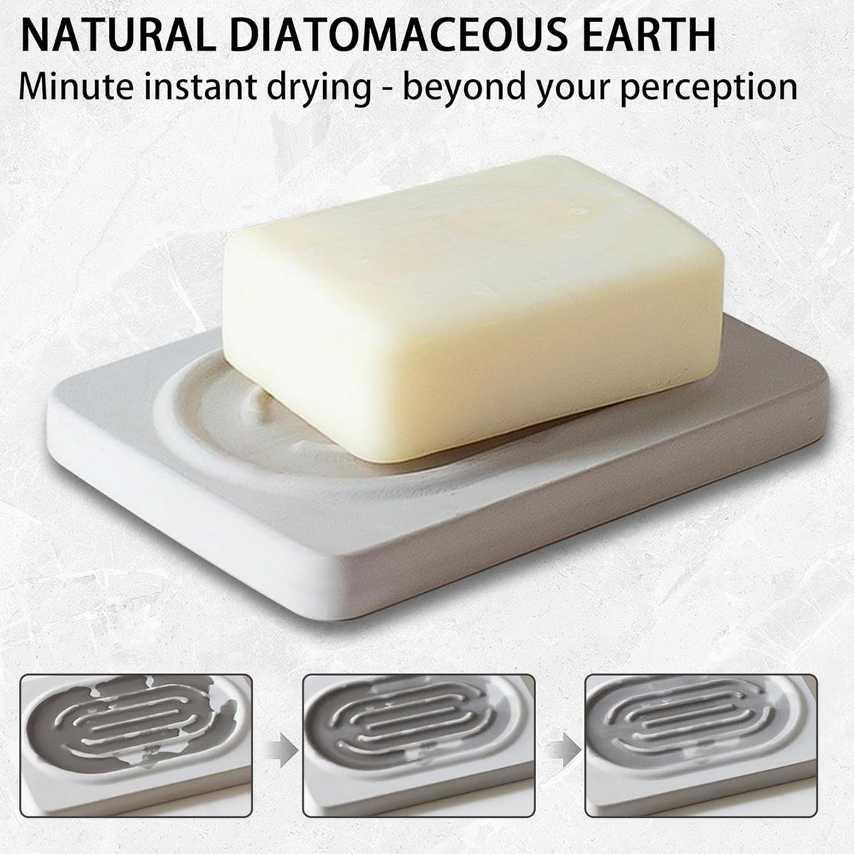 Diatomite Soap Dish for Kitchen Organizer, Quick Dry Sink Caddy Holder for Sponge, Brush