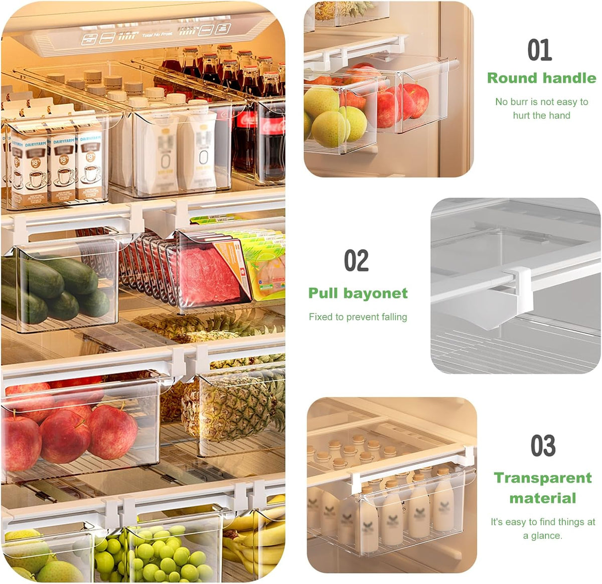 Hanging Fridge Storage Drawer - Space-Saving Fridge Organizer for Refrigerator and Freezer