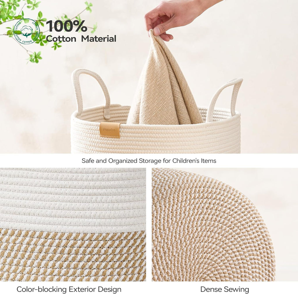 80L Laundry Hamper Basket,Baby Nursery Woven Storage Basket for Toys