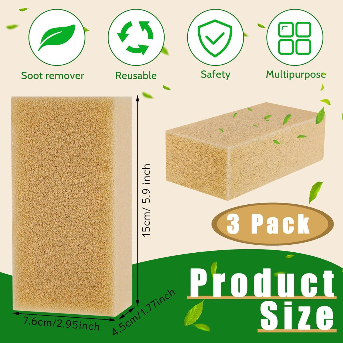 Tessco for you 3 Pcs Reusable Soot Eraser Sponge for Dry Cleaning - Effective Soot Remover for Pet