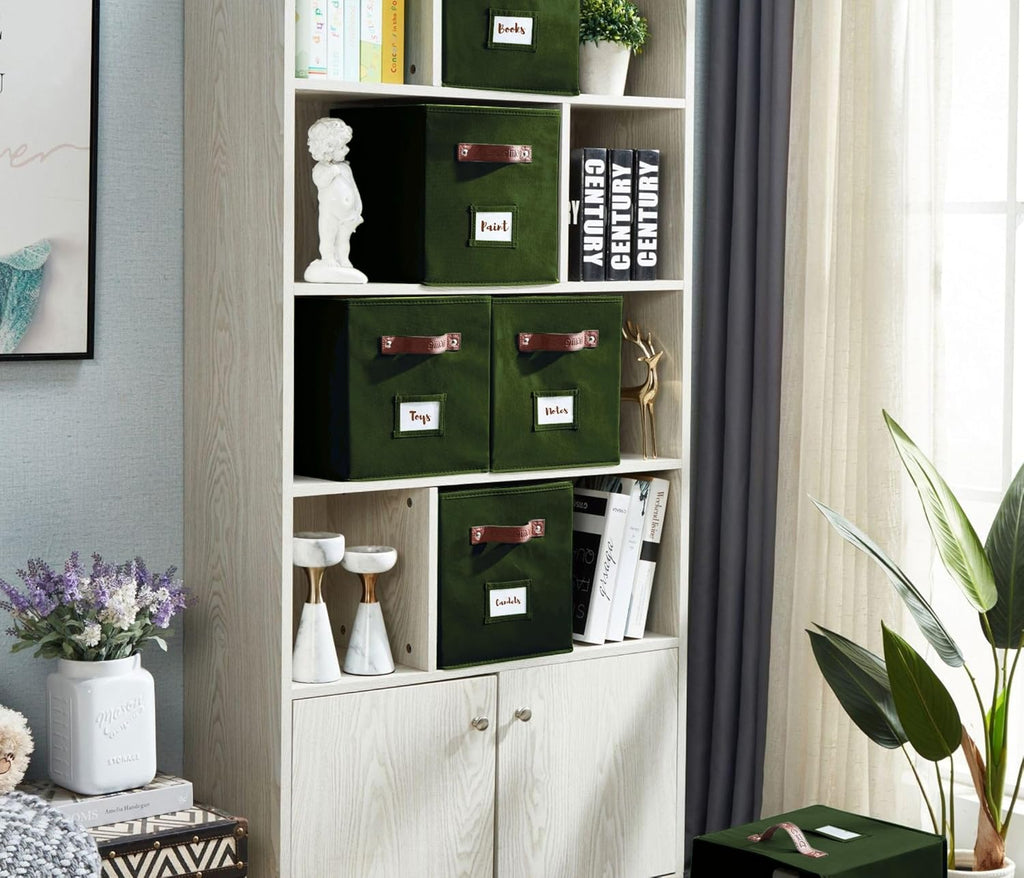 DECOMOMO Storage Cubes, 13x13x13 Storage Cube Bins with Labels, Fabric Organizer Bins (13" / 6pcs