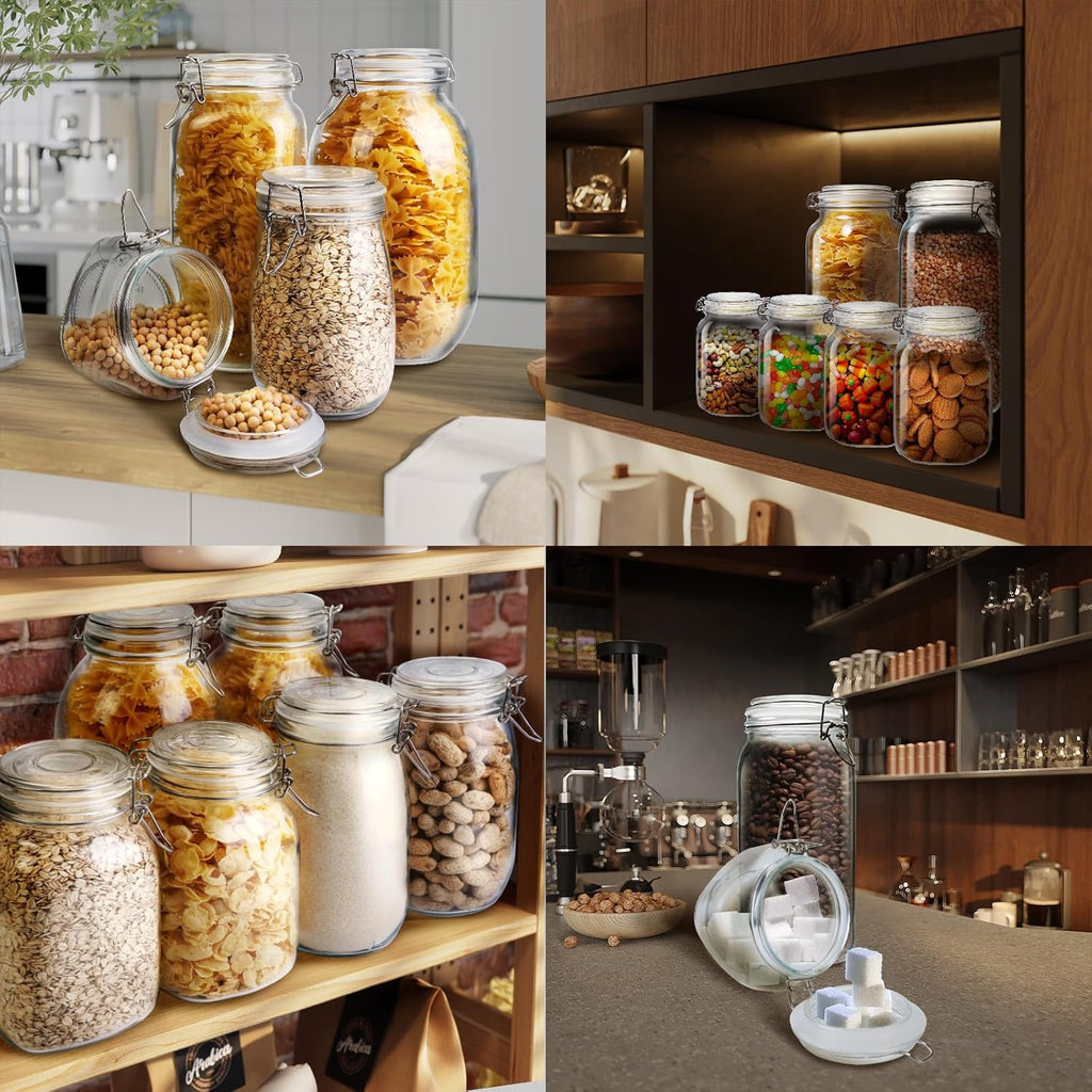 32 oz Wide Mouth Glass Jars with Airtigh Lids, 4 Pack Glass Pickling Jars for Canning, Fermenting