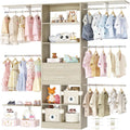 5FT Small Closet System, Baby Closet Organizer System with Wooden Drawers, 60 Inches Walk in Closet