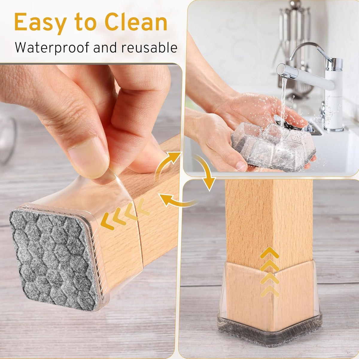 24PCS Square Chair Leg Floor Protectors, Furniture Sliders, Chair Leg Protectors for Hardwood