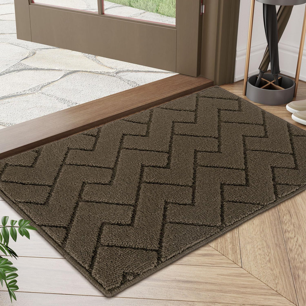 hicorfe Front Door Mat Outside Entrance,20"x31.5" Absorbent Muddy Dirt Resist Welcome Door Mats