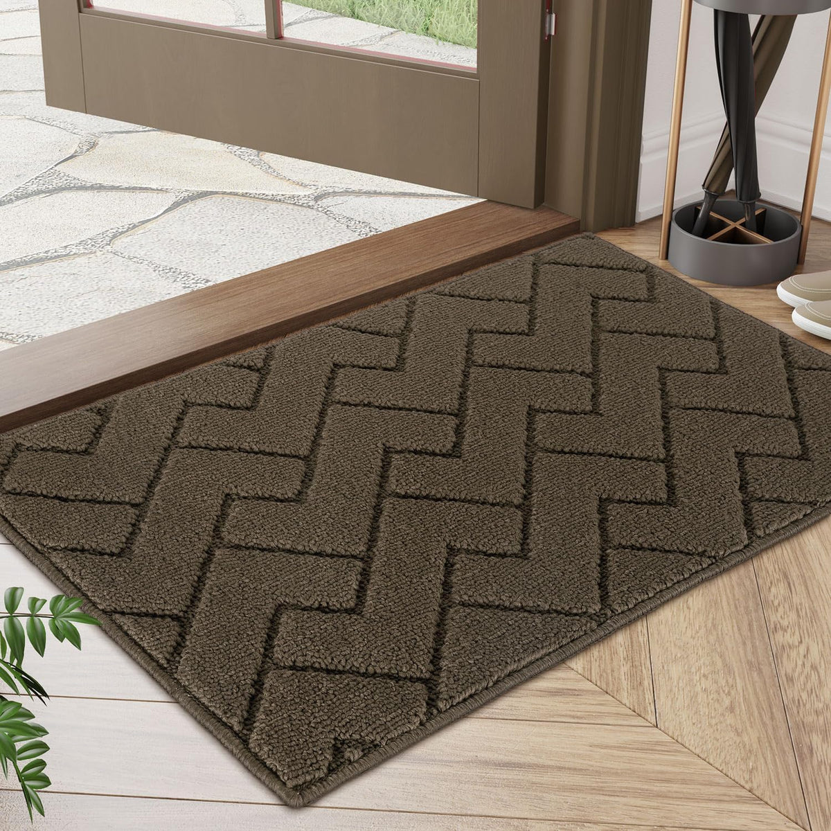 hicorfe Front Door Mat Outside Entrance,20"x31.5" Absorbent Muddy Dirt Resist Welcome Door Mats