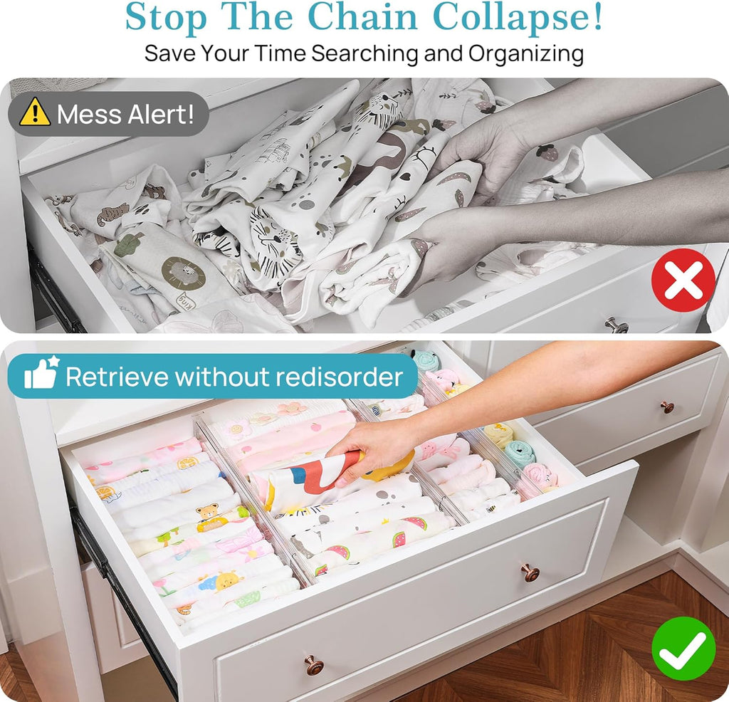 Vtopmart 12 Pack 4" Regular Upgrade Drawer Dividers for Clothes, 12.8"-22.3" Expandable Dresser