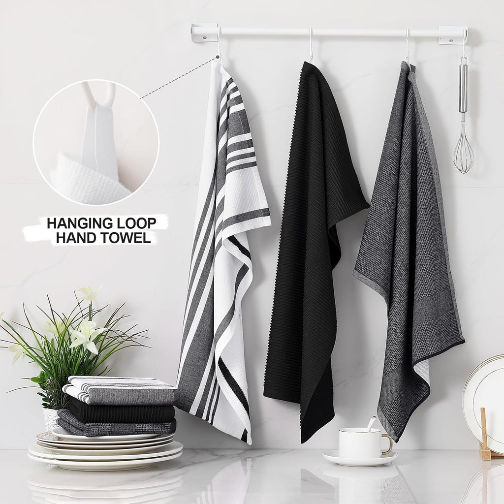 Homaxy Premium Kitchen Towels(18”x 28”, 6 Pack), Large Cotton 380 GSM Kitchen Hand Towels, Soft and