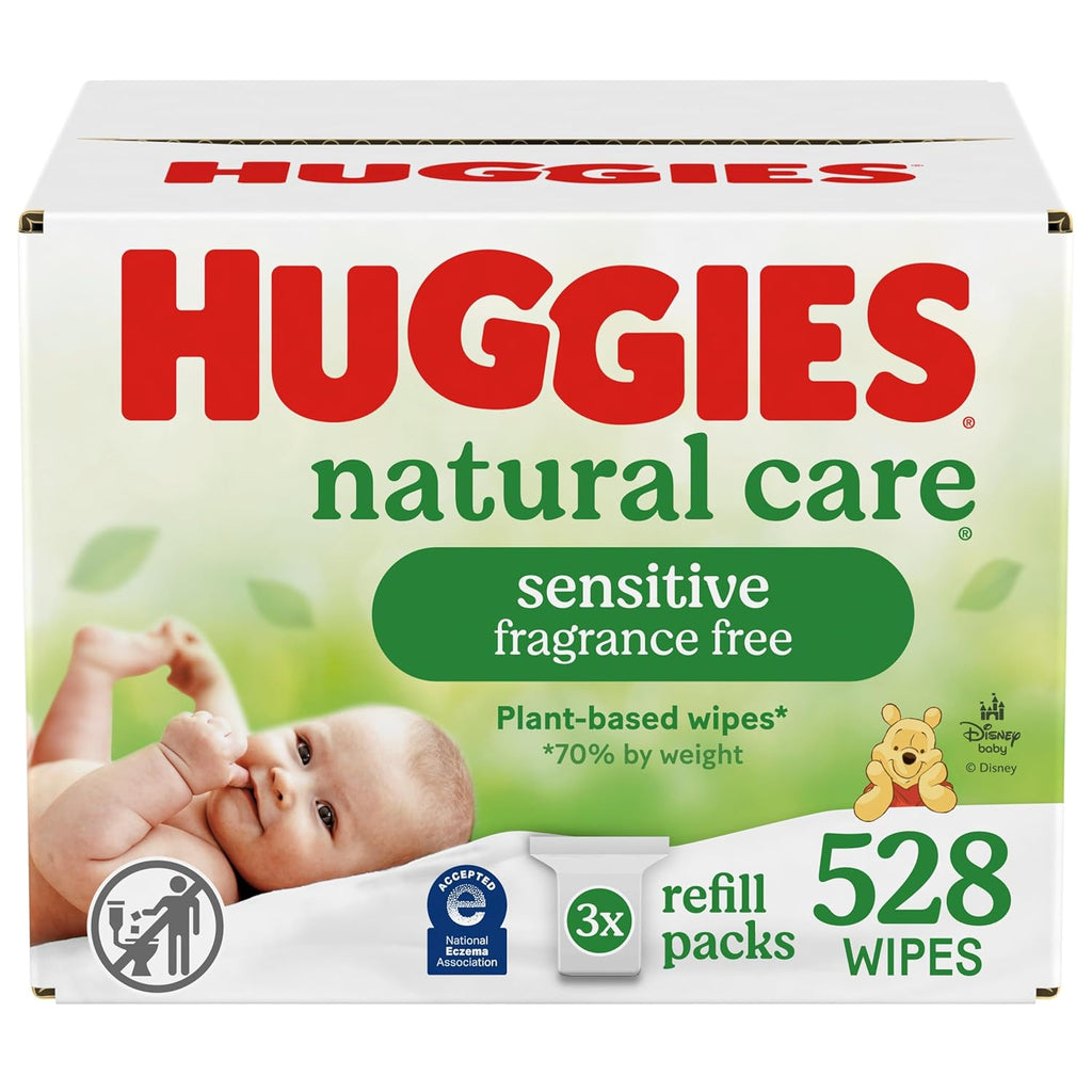 Huggies Natural Care Sensitive Baby Wipes, Unscented, Hypoallergenic, 99% Purified Water, 3 Refill