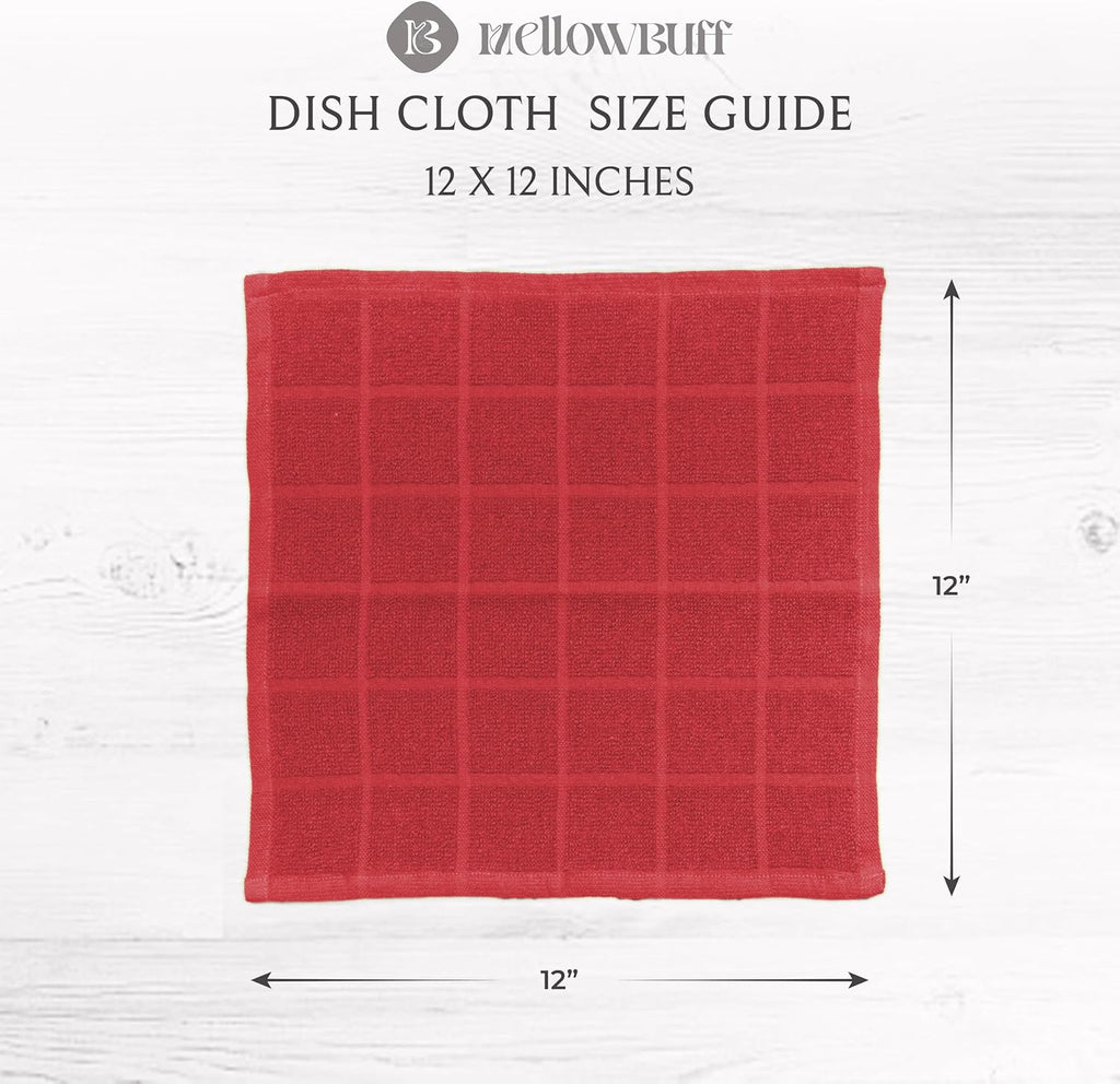 100% Cotton Dish Cloths for Dish Washing, Terry Dish Cloth, Cotton Dish Rags, 6 Pack, Super Soft