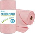 AIDEA Microfiber Cleaning Cloth Roll, 55 Sheets, Pink Towel, Microfiber Towels for Cars, Reusable