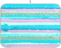 Turquoise Stripe Dish Drying Mat for Kitchen Countertop 18x24 Rectangle Teal Aqua Large Drying Mat