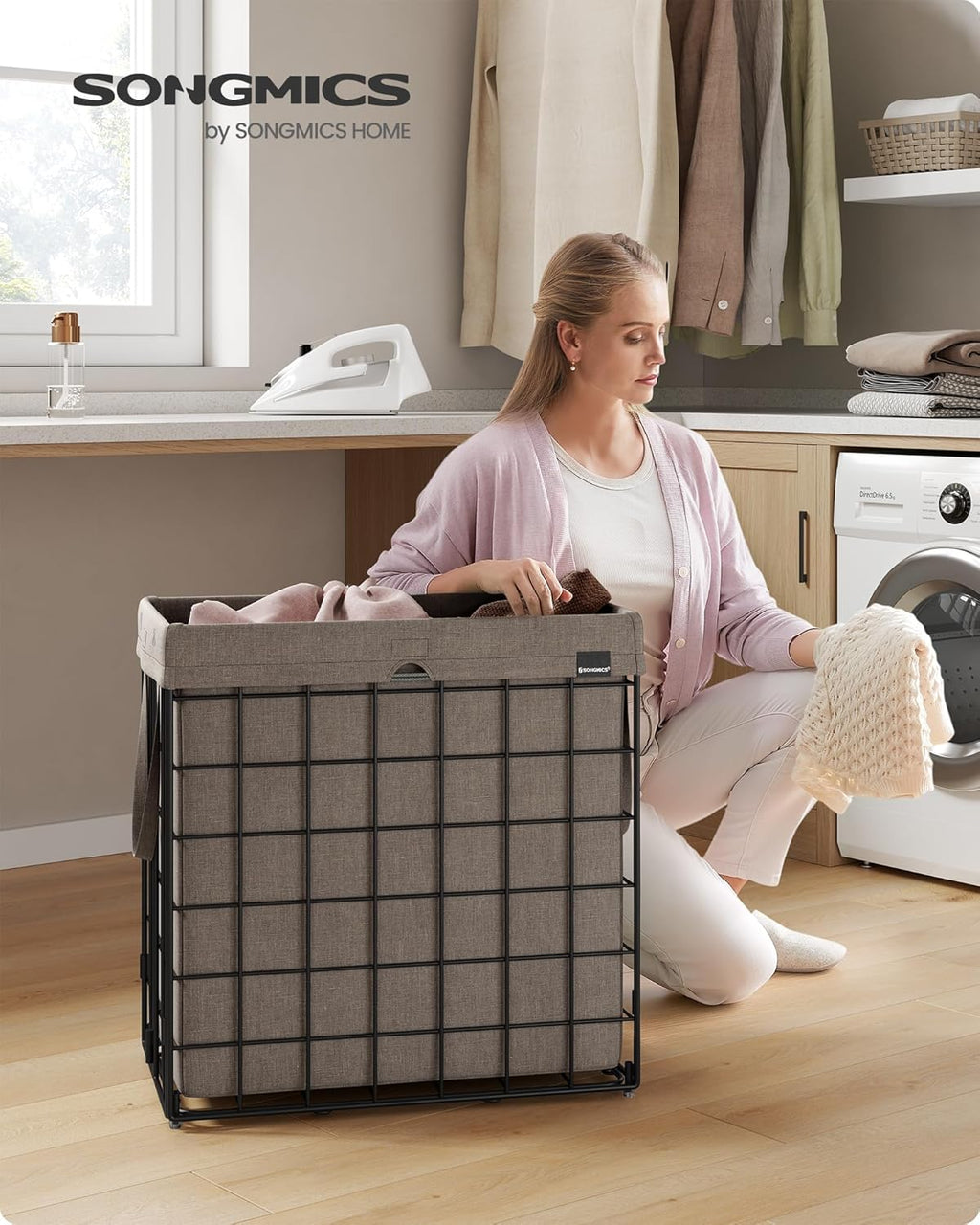SONGMICS Laundry Hamper, 29 Gal. (110L) Laundry Basket, Collapsible Clothes Hamper, Removable and