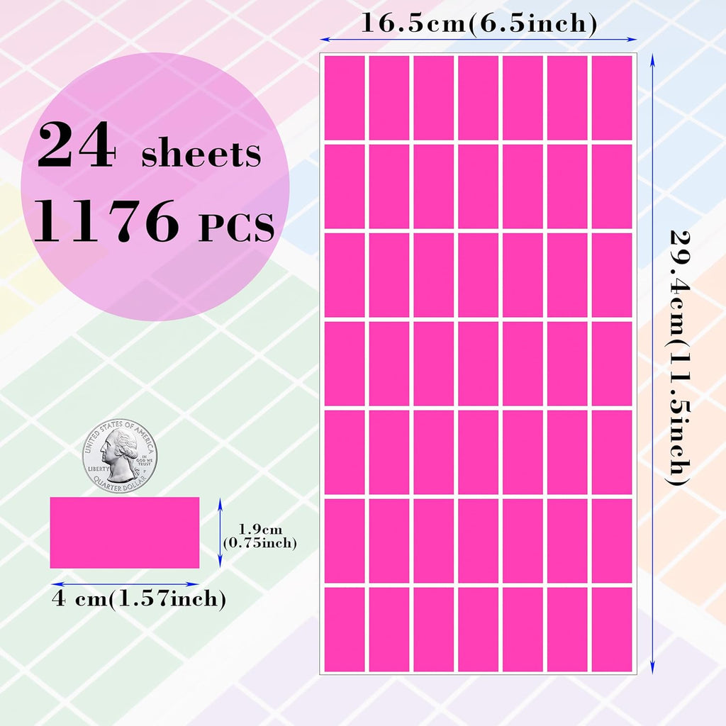 YSHIHE Colored Label Stickers,Rectangular Color Coding Stickers 1.57 x 0.75 Inch (40mm x 19mm),12