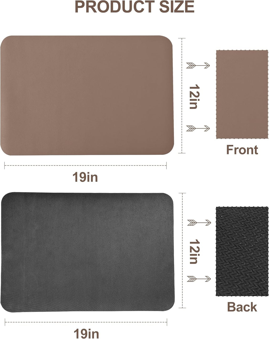 Dish Drying Mat for Kitchen Counter, 12"x19" Dish Drying Pad with Non-slip Rubber Backed, Hide