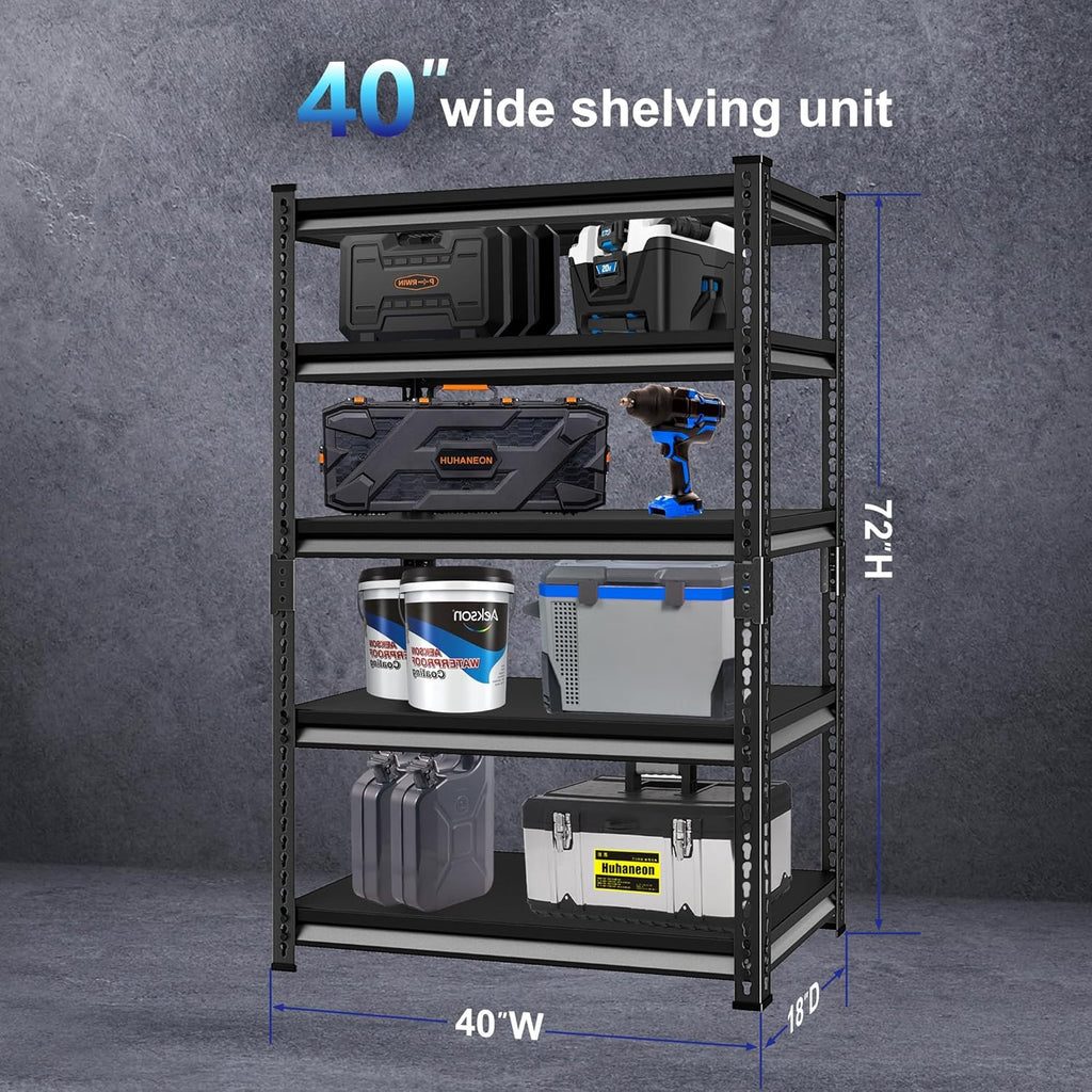 Adjustable Garage Storage Shelves, 40''W Garage Shelving Heavy Duty Loads 2200LBS, Metal Industrial