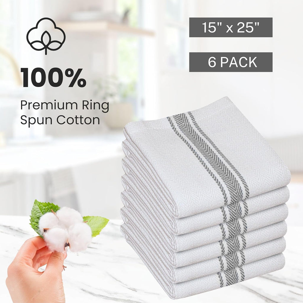 WHITEWRAP Kitchen Dish Towels for Kitchen, Highly Absorbent for Drying and Cleaning, Durable and