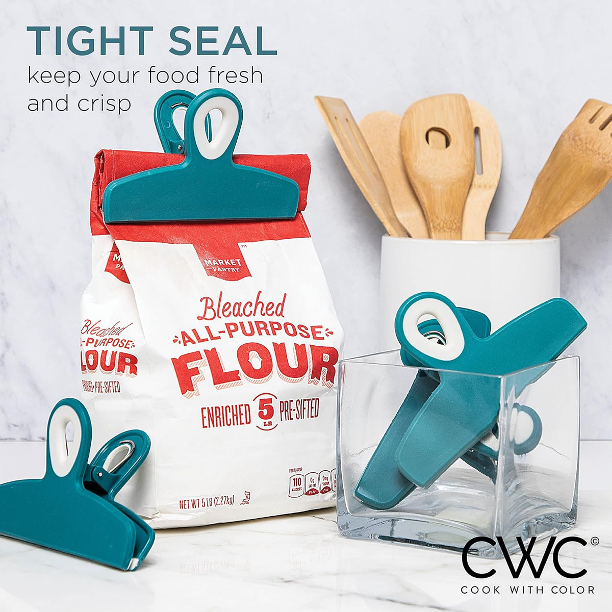 COOK WITH COLOR Bag Clips - Heavy Duty Chip and Refrigerator Magnet Clips for Food Storage with Air